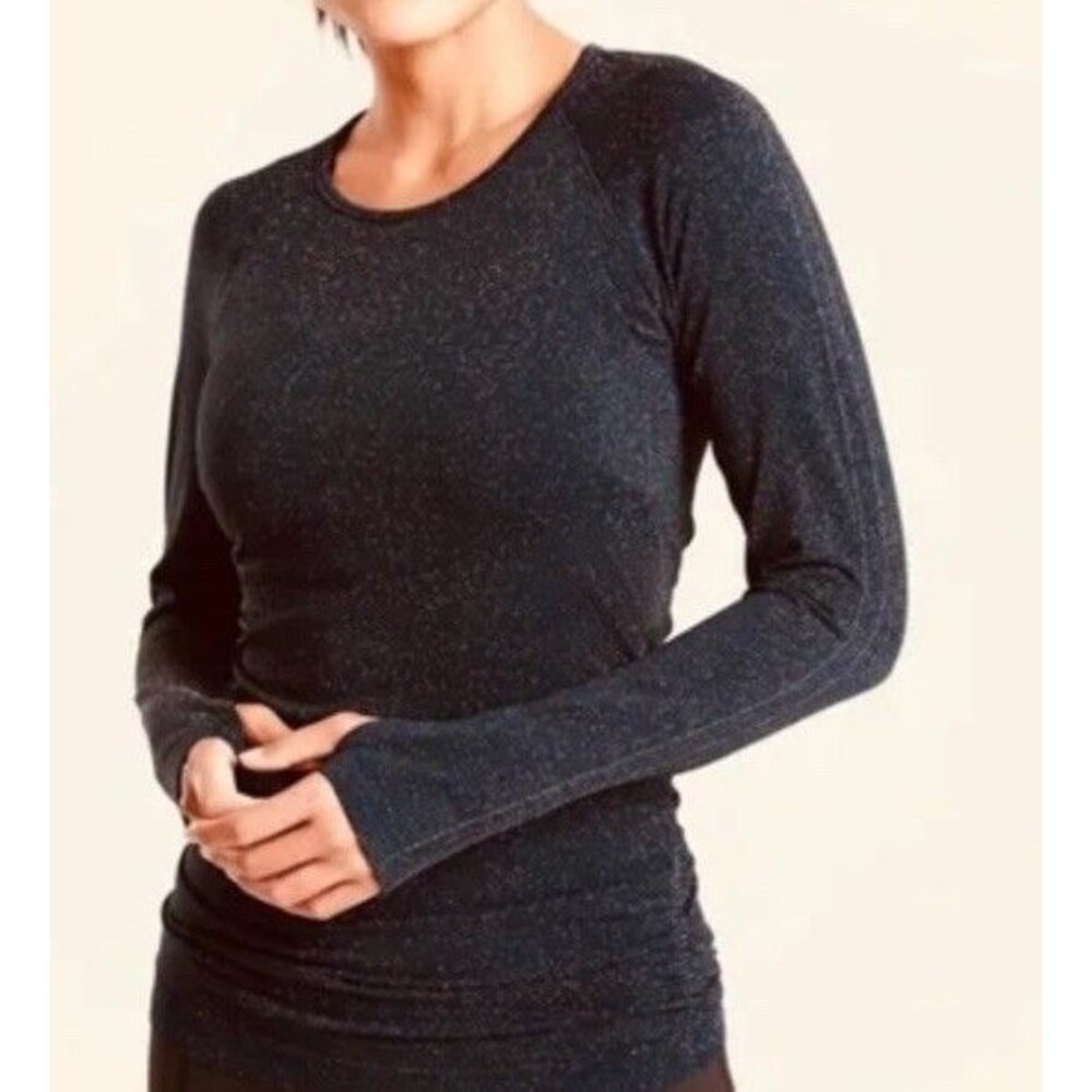 Athleta Size S Speedlight Long Sleeve Shirt Black Sparkle